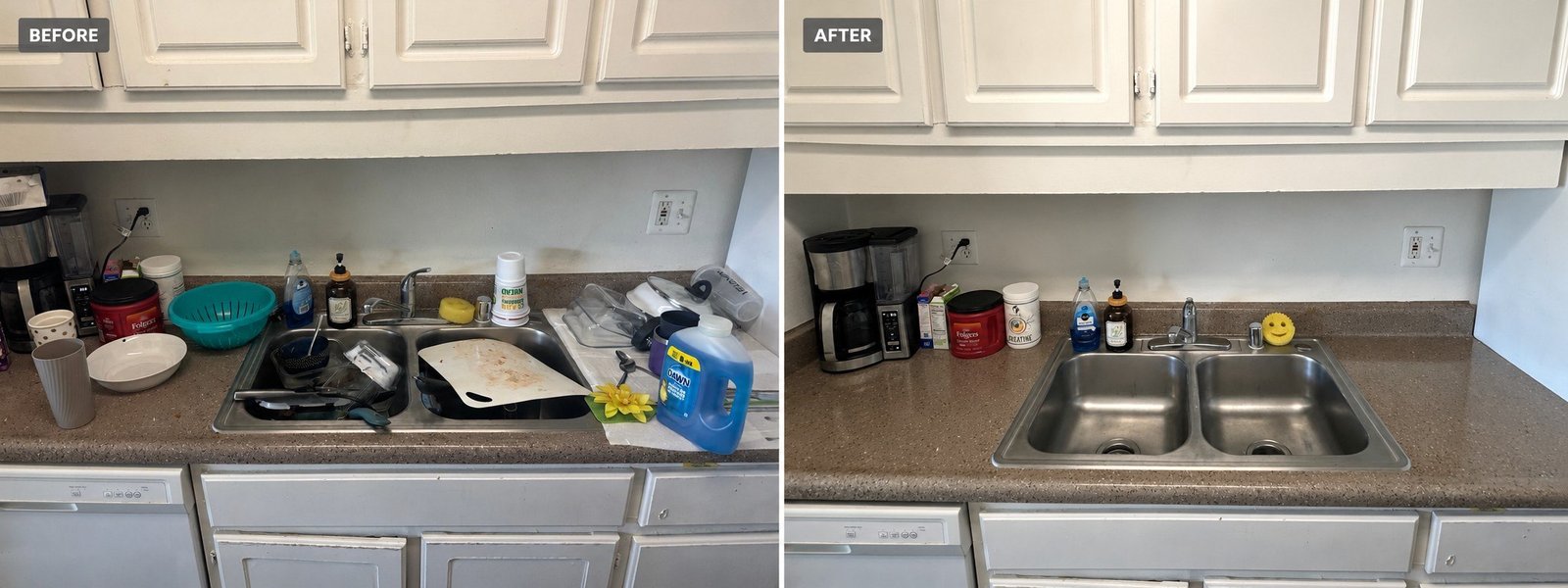 Kitchen sink deep cleaning before and after Orange County