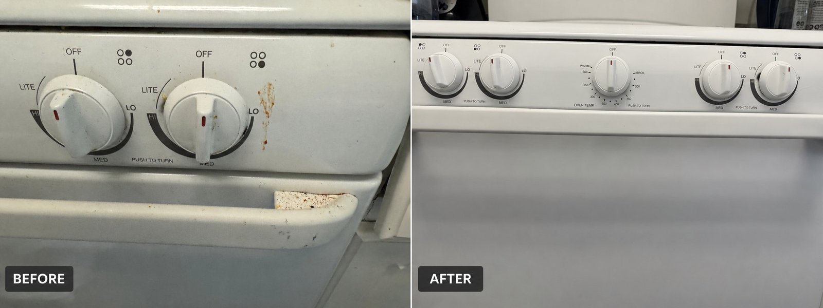 Deep clean checklist — stove knobs detail